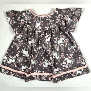 LILLY WICKET Baby Girl Short Sleeve Unicorn Forest Dress 3-6m Suede Trim Fairy